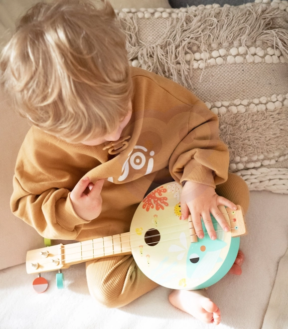 Houten banjo voor kinderen met zee thema