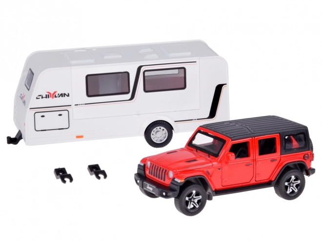 Auto voor vakantieterreinwagen met caravan