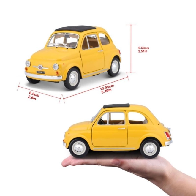 Bburago modelauto Fiat 500 F 1965 geel 1:24