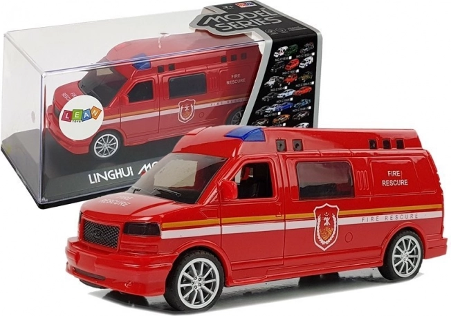 Brandweerauto met opwindmechanisme met licht en geluid