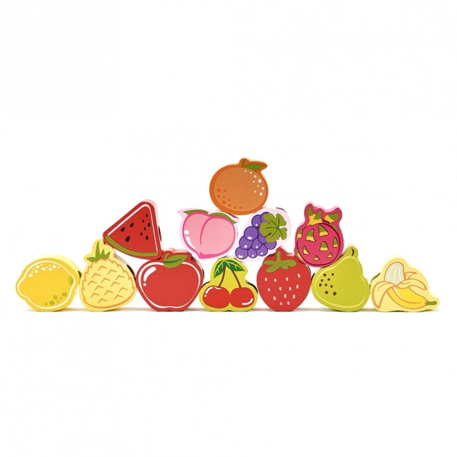 Houten rijgblokken met fruit