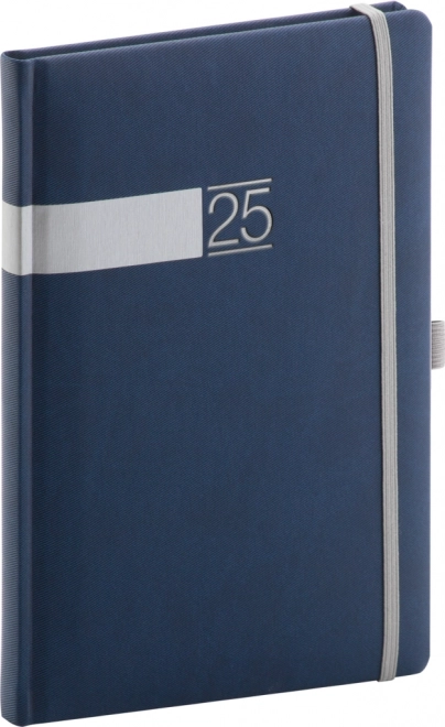 NOTIQUE Wekelijkse agenda Twill 2025, blauw-zilver, 15 x 21 cm