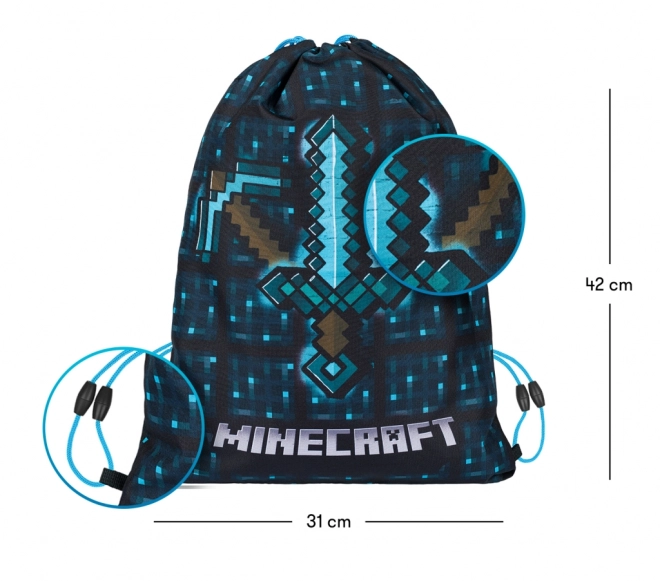 Minecraft 2 set blauwe bijl en zwaard etui en zak