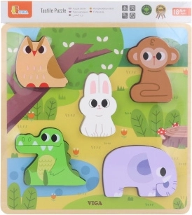 Houten voel-puzzel Bosdieren VIGA