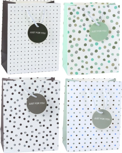 Cadeautas met stippen Just For You 23 x 18 x 10,5 cm