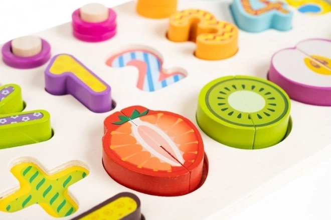 Houten educatief speelgoed met cijfers en fruit
