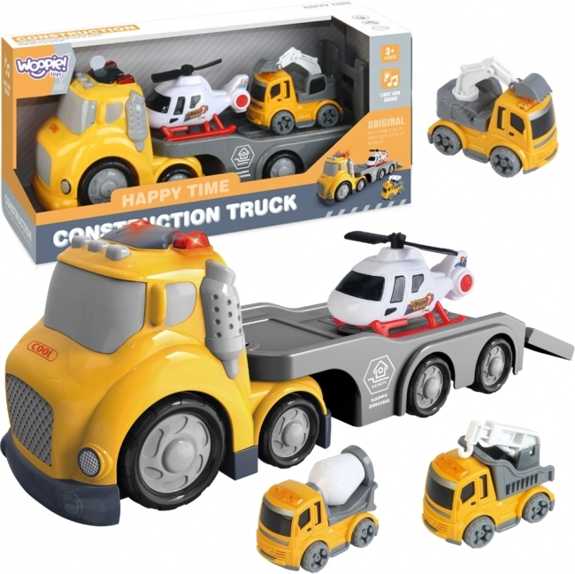 Gele sleepwagen WOOPIE City Truck met licht- en geluidseffecten