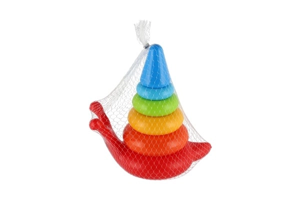 Stapelbare piramide ringen slak plastic 6 stuks in net 18x20x12cm 12m+