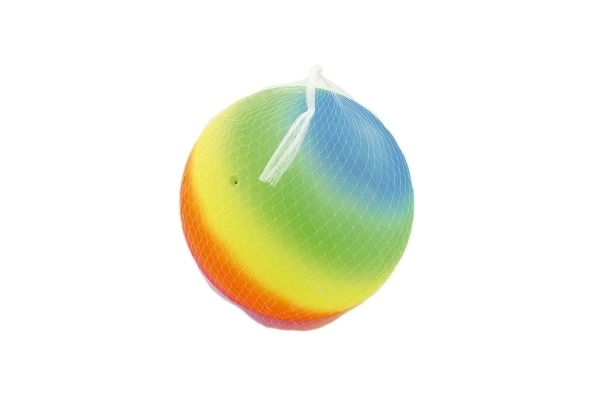 Opblaasbare regenboogbal van rubber, 23cm in een net