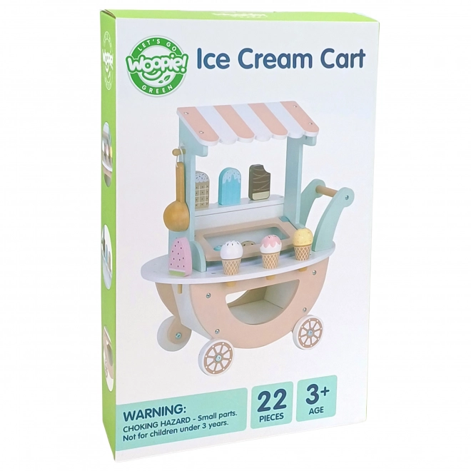 Houten wagen met ijs WOOPIE Green