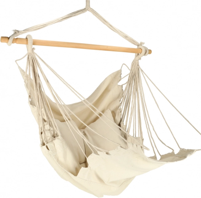 Braziliaanse hangstoel met voetensteun 130 cm beige