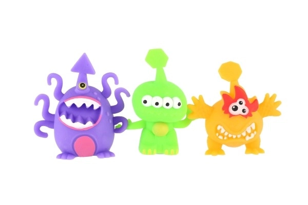 Buitenaards wezen/monster anti-stress knijpslijm 8-9 cm 3 kleuren