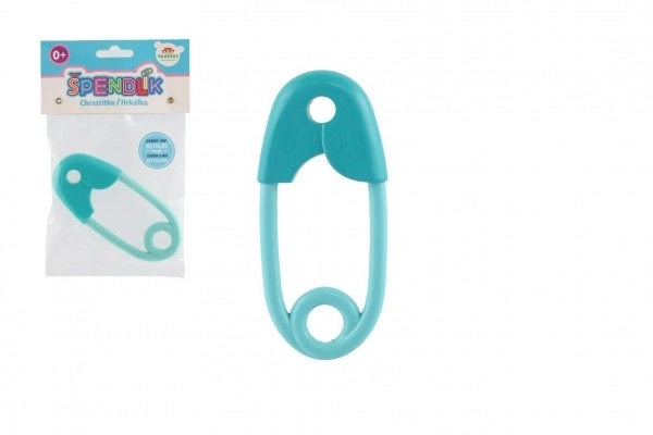 Rammelaar speld plastic 12cm turquoise 12x19cm in zak 0+