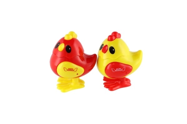 Wind-up kuikentje van plastic 7x9cm 2 kleuren 12 stuks in doos