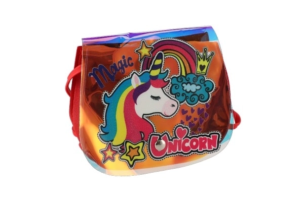 Handtas/Rugzak regenboog eenhoorn plastic 4 kleuren in zak 17x15x3cm