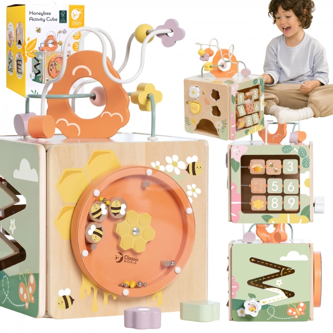 Klassieke houten educatieve kubus 5in1