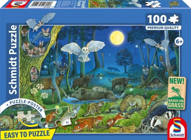 Puzzel Bosdieren 's nachts 100 stukjes