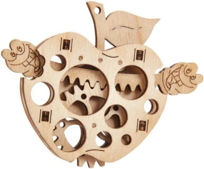 Mechanische puzzel appel met wormpje