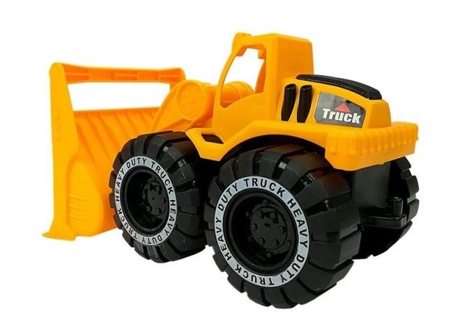 Grote vrachtwagenspeelgoed met aanhanger en bulldozer 49 cm