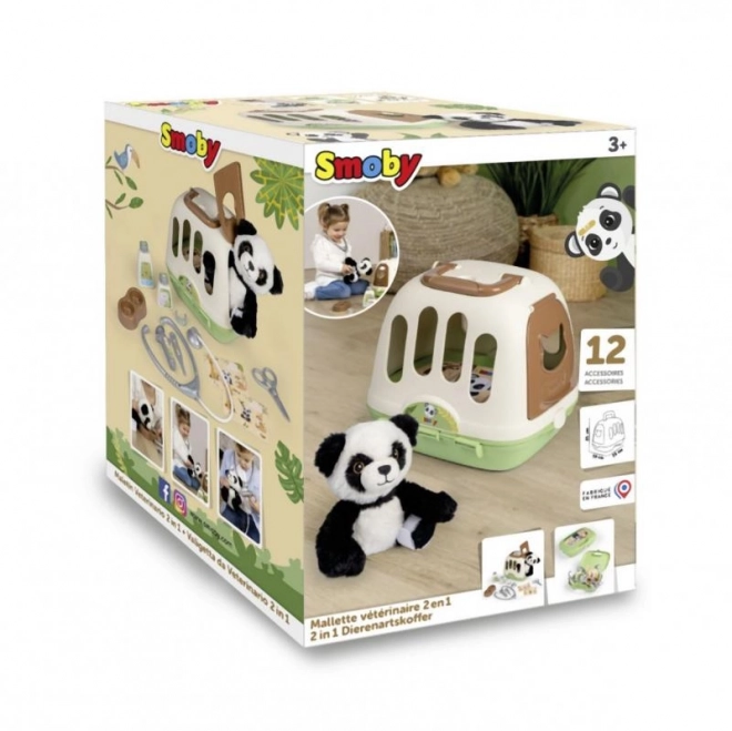 Veterinair uitrusting met panda en transportbox 2-in-1