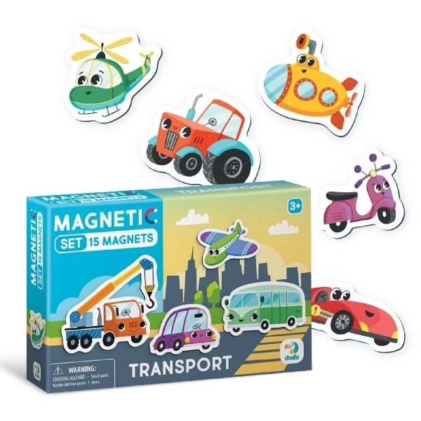 Magnetische Vervoersmiddelen 15st in doosje 17x11x3cm