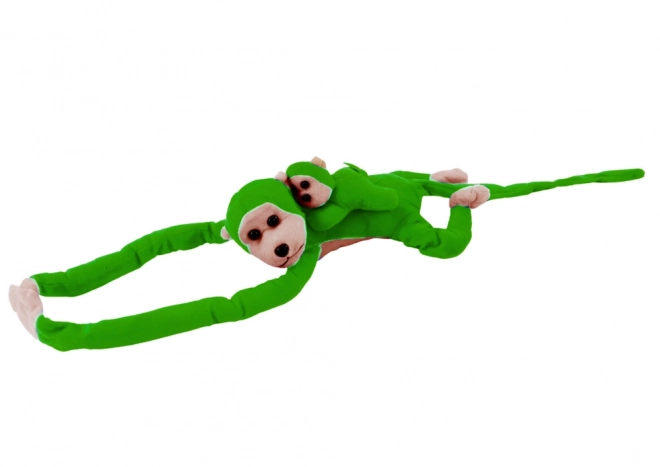 Pluchen aap met groen kindje 70 cm