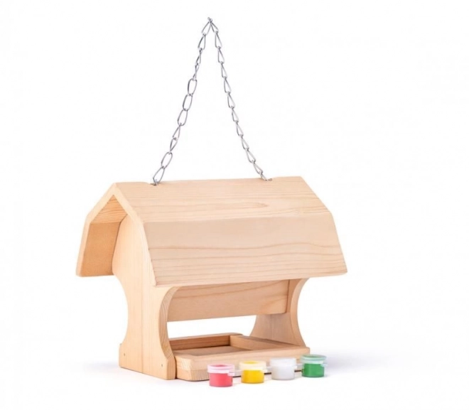 Houten vogelvoederhuisje om te schilderen