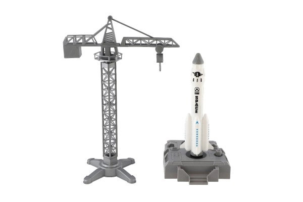 Raketoplane met kraan en lanceerstation plastic 17cm in doos 29x29x7cm