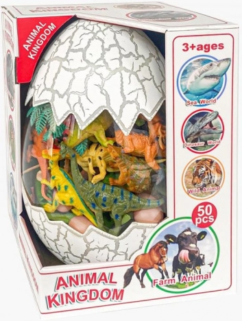 Plejo groot dinosaurus-ei – set met figuren en accessoires (50 stuks)