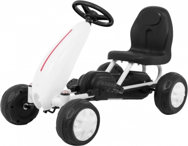 Kindertrapkart met kettingaandrijving en rubberen wielen – Wit