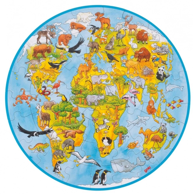 Goki Ronde puzzel Wereld XXL 49 stukken