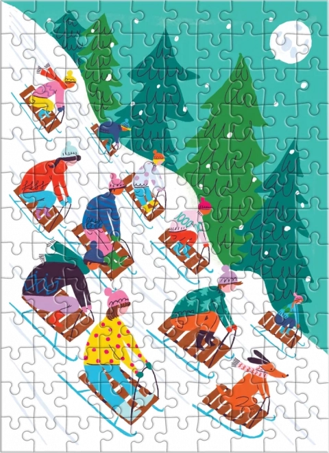 Mini Puzzel Sleetje-rijden - 100 Stukken