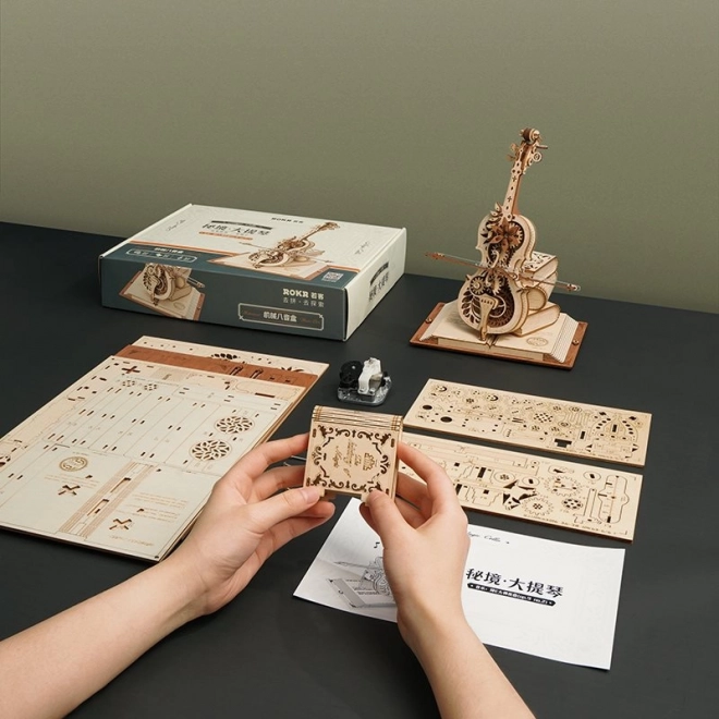 RoboTime houten mechanische puzzel Magische cello (elektrische aandrijving)