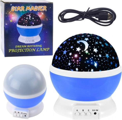 Roterende sterrenprojector 360° LED nachtlampje – blauw