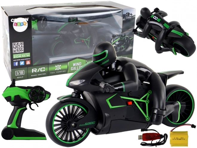 RC motorfiets met snelheid van 20 km/u, groen