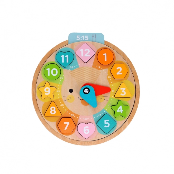 Houten educatieve klok met dieren