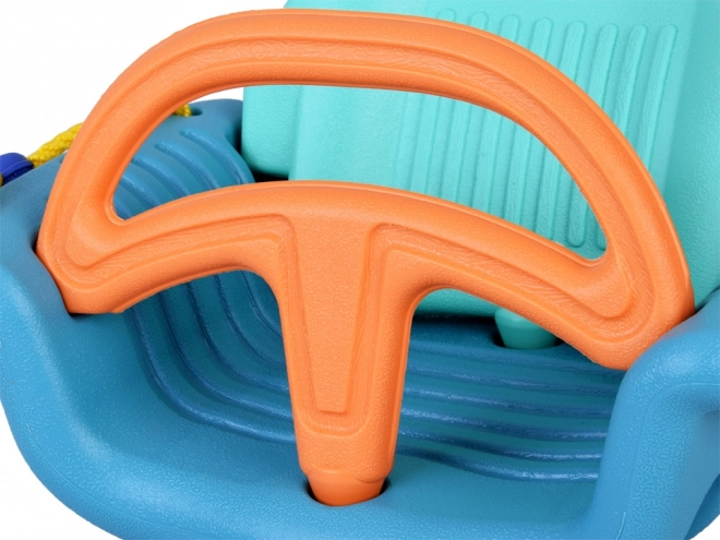 Kleurige kinderschommel met rugleuning en barrière