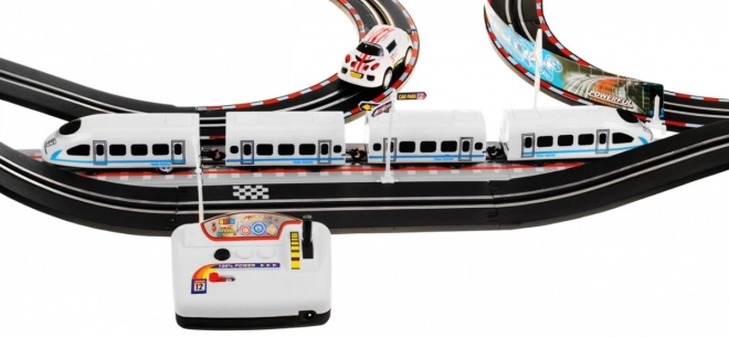 Elektrische Trein Racetrack 2-in-1 voor kinderen 6+ met afstandsbediening + locomotieven + wagons + autootjes