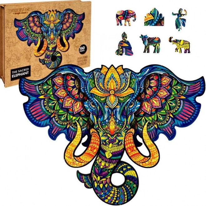Magische houten gekleurde puzzel - Heilige Olifant