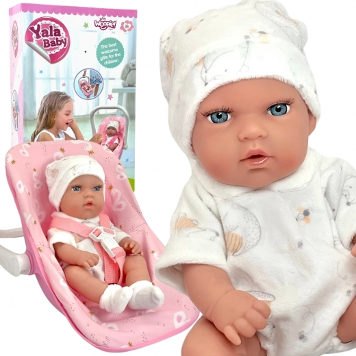 WOOPIE Royal kinderpop 30,5 cm met roze draagmand