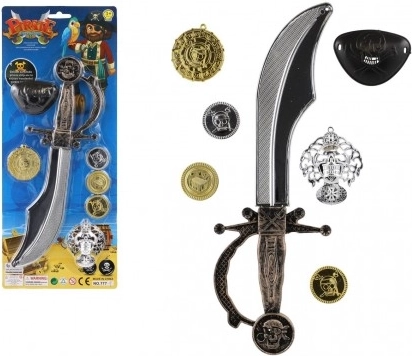 Piraten set met zwaard en accessoires (plastic, 17 × 41 cm)