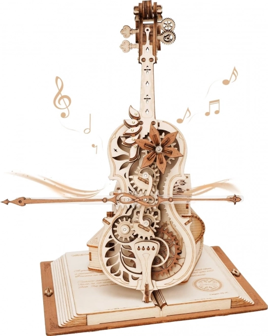 RoboTime houten mechanische puzzel Magische cello (elektrische aandrijving)
