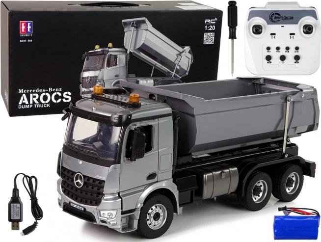 Metalen RC-kiepwagen MERCEDES-BENZ Arocs met bediening via app 1:20