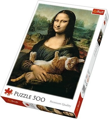 Puzzel Mona Lisa met kat Purr, 500 stukjes