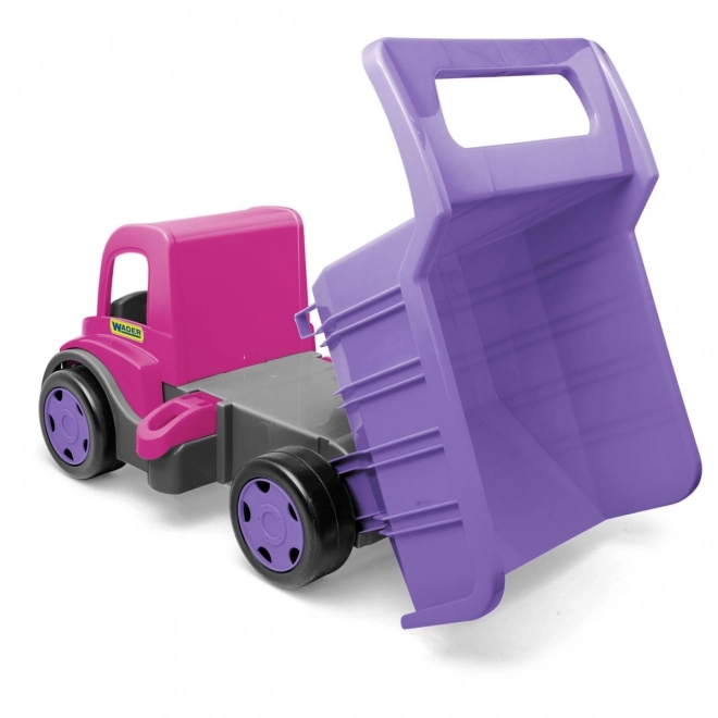 Gigantische kiepwagen roze-paars
