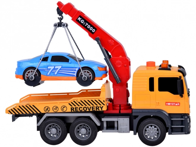 Speelgoedauto met bergingsvoertuig met licht en geluid SUPER beweegbare HDS-kraan