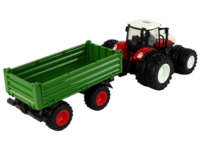 Op afstand bestuurbare tractor met aanhanger 1:24 rood-groen