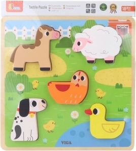 Houten inlegpuzzel boerderij voor kinderen VIGA