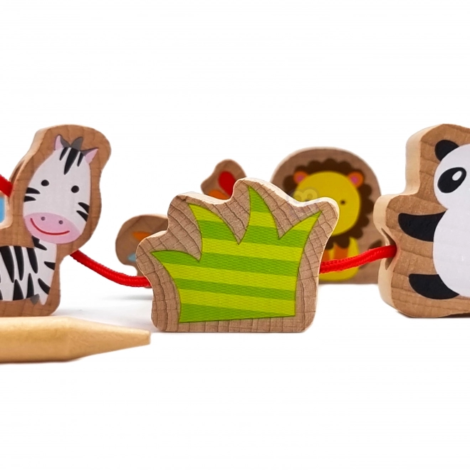 Houten rijgblokjes Dierentuin