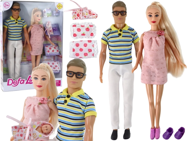 Zwangere pop DEFA LUCY – familieset met baby en partner
